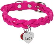 Suede Leather Personalized Dog Cat Collar Puppy Kitten Bell Collar Woven Necklace (Color : 17, Size : S)