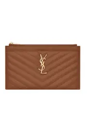 Saint Laurent Monogram Bill Pouch in Grain de Poudre Embossed Leather