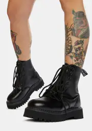 [Grinders UK] Zip & Lace Leather Boots