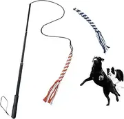 ASOCEA Interactive Dog Extendable Teaser Wand with 2 Rope Chew Tail Toy for Fun Obedience Training & Exercise