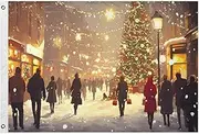 YMXFXP Street Winter Christmas Flag Outdoor Double Sided Cute Funny Flags 24” x 36” - UV & Fade Resistant Flag Banner Garden House Decor with 2 Brass Grommets