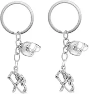 LOORGVEL 2pcs Hockey Fans Keychain Durable Ice Hockey Keyring Fun Design for Players for Bag Purse Wallet Decoration Christmas Birthday present