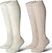 LEVSOX Thick Cotton Compression Socks for Women&Men 20-30mmHg Knee High Cute Support Sock for Nurses, Prenancy, Travel