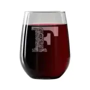 Monogram F | Stemless Wine Glass 17oz | Free wine/food pairing card