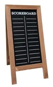 Scoreboard & Blank Side Tabletop 13.5" Easel Chalkboard Dark Wood Frame Set of2