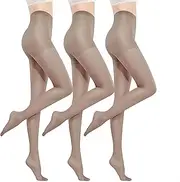 [leg elegant] 3 Pairs 20D Women's Sheer Tights Ultra Sheer Pantyhose with Control Top