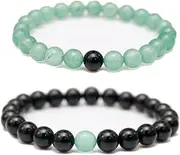 [ZHEPIN] 8MM Cross Couples Bracelets Gemstone Bracelet for Women Men Energy Healing Stone Crystals Stretch Bracelet