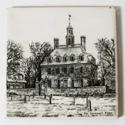 Mosaic The Governor's Palace Ceramic Tile Trivet Williamsburg Colonial 6" Square