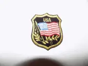 USA FLAG PATCH WITH GOLD TRIM