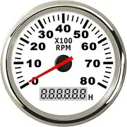 ZFGVGNMTYA 85mm Boat Tachometer 3000,4000,6000,8000 RPM Tachometer Car Marine Tacho Meter Gauge with Hourmeter 12V/24V Car Tachometer(WS 8000 RPM)