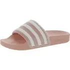 Adidas Womens Adilette Pink Striped Pool Slides Shoes 5 Medium (B,M) BHFO 5862