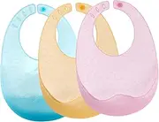 BIUDECO Baby Eating Bibs Silicone Toddler Bibs for Boys/girls Pockets Comfortable Feeding Smocks