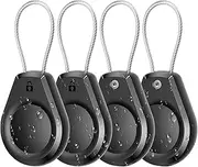 [typecase] Waterproof AirTag Keychain Holder - (4 Pack) Air tag Lock Case with Wire Cable Compatible with Apple AirTags, Ultra Durable Anti-Lost Protective Case with Keyring for Luggage, Key, Backpack, Black