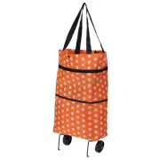 Foldable Shopping Bag with Wheels Reusable Collapsible Trolley Bags Orange