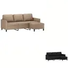 3-Seater Sofa Couch with Footstool Lounge Sofa Settee Faux Leather vidaXL