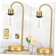 Industrial Gold Table Lamps Set - 3 Way Dimmable Touch Desk Lamps Set of 2