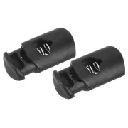 Plastic Cord Locks (0.3" x 0.2")20pcs, Double Hole Spring Toggle Stoppers Black