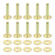 50 Set 12x4x19mm Solid Copper Rivets and Burrs Leather Fastener, Gold Tone