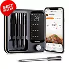 Wireless BBQ Thermometer with 4 Probes (INT-14-BW) | 3-Mode WiFi Bluetooth