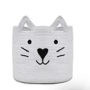 Yarra Textiles Multi-purpose Cat Shaped large storage basket (38 cm x 33 cm x 30 cm) White