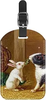 [WOSHJIUK] Luggage Tags,2 Pack Labels Suitcase Tags,Farm Two Rabbits,Luggage Tags Privacy Protection Travel Bag Tag