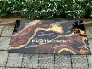 "Black Solid River Epoxy Dining Table Top – Wooden Resin Counter Furniture"