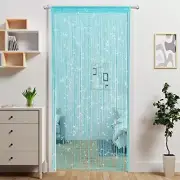 Door String Curtain Doorway Beads Curtains,Hanging Room 39×79in 1 Lake Blue