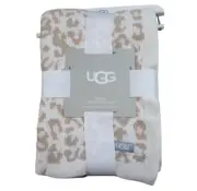 UGG Jaxon Chenille Baby Blanket Ivory Mocha Leopard Print Infant Girls NWT RARE