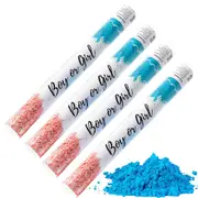 Confettified 4pcs Holi Powder Smoke Cannon Launcher Popper for Gender Reveal Party 45cm L Blue