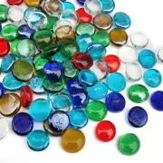 1LB Flat Glass Pebbles for Vase, 100 Pcs Glass Gem Stones for Aquarium,