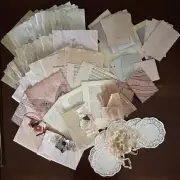 100+ Hand Dyed Paper Avocado Tea Aged Grunge look junk journal Vellum Ephemera