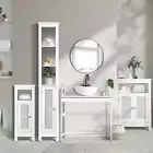 Amaro White Rattan Bathroom Cabinet Storage Unit | Multi Storage Laundry Cupb...