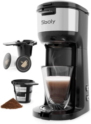 Coffee Maker Brewer For K-Cup Pod & Ground Coffee, Single Serve Strength Control