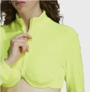Adidas X Jeremy Scott Velour Crop Track Top Neon Yellow