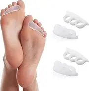 4 x Premium Silicone Gel Toe Separators - Hallux Valgus, Toe Straightener and Forefoot Pads