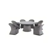 Outdoor Plantation 6 Seater Wicker Round Alfresco Dining Set
