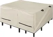 Porch Shield Patio Table Cover - Waterproof Outdoor Dining Table and Chairs Furniture Set Cover Square - 84 x 84 inch, Beige