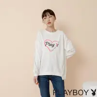 在飛比找momo購物網優惠-【PLAYBOY】筆刷感愛心兔上衣(白色)