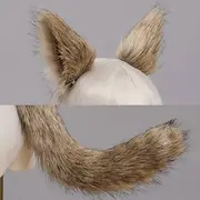 Wolf Girls Anime Cosplay Set Kawaii Foxes Ears Hair Clips Headdress Plush Tail for Carnival Party
