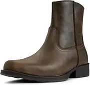 [SUREWAY] 7" Men's Western Cowboy Boots for Men Square Toe,Slip On Chelsea Work Boots for Men with Zipper,Extremely Comfortable Durable,Superior Oil/Slip Resistant,Premium Thicker Imported Leather