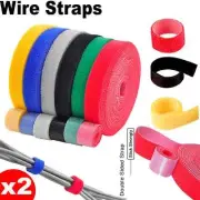 Reusable Cable Strap Roll Hook & Loop Fastener Wire Organizer Fastening Cable AU