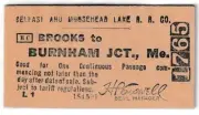 BELFAST & MOOSEHEAD LAKE RR. Coach Ticket ( unused )