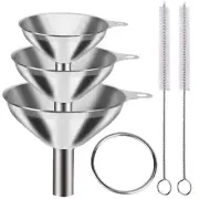 6 Pcs Stainless Steel Mini Funnels for Kitchen Use Large Tiny Small Funnel Set-3