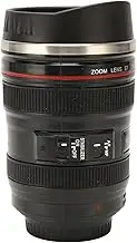 Camera Lens Coffee Mug, Insulated Stainless Steel Vacuum Flask with Sealed Lid Travel Cup for Men Women Cool Pen Holder Vase with ABS Material (Black)