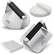 Smash Burger Press Pack of 2–Round and Square Meat Masher with Silicone Handles