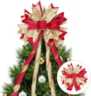 Christmas Tree Topper Bow with Streamers, 53X13 Inches Xmas Large Topper Bow Red
