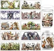 arricraft 10 Sheets Fairy Theme UV DTF Cup Wrap for 16OZ Glass, Tree Castle Butterfly Horse Wings Elf Rub on Decals Dreamful Transfer Stickers for DIY Bottles Wood Garden Decor Women