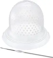 Soft Silicone Highlight Hair Cap with Pre Holes & Hook - Half Arc Reusable Hair Staining Cap for Easy Hair Dyeing & Coloring Tools (White)