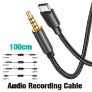 Type C to 3.5mm Aux Cable Bidirectional Recording Cord for Samsung S20 S21 S22