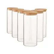 Argon Tableware Scandi Glass Storage Jars with Wooden Lids - 1.5 Litre - Pack of 6